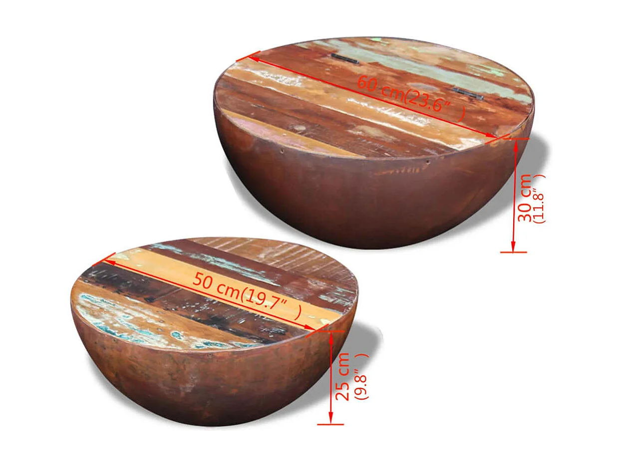 Ensemble de 2 tables basses Bois de récupération massif