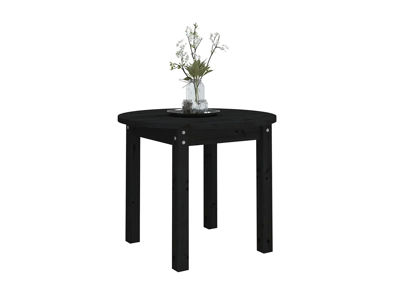 Table basse Noir Ø 55x45 cm Bois massif de pin