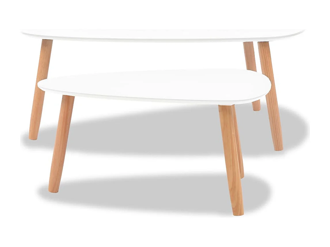 Mesas de centro 2 unidades madera maciza de pino blanco