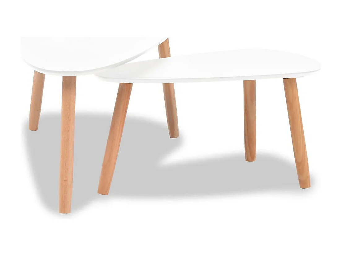Ensemble de tables basses 2 pièces Bois de pin massif Blanc