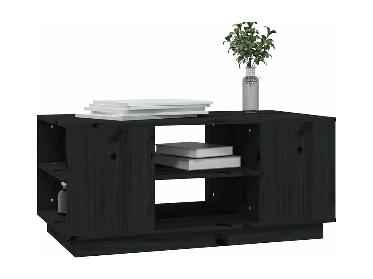 Table basse Noir 90x49x40,5 cm Bois massif de pin