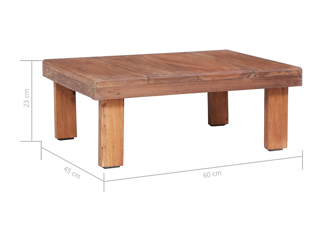 Mesa de centro de madera maciza reciclada 60x45x23 cm