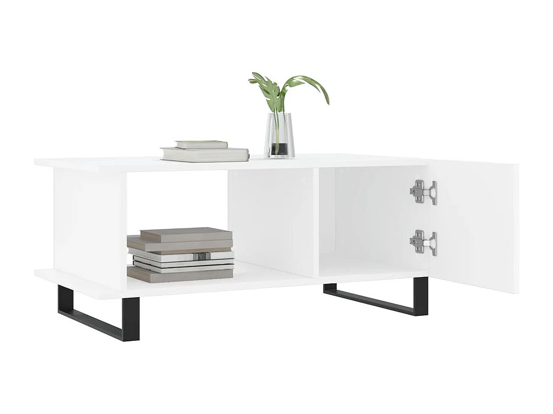 Table basse blanc 90x50x40 cm bois d'ingénierie