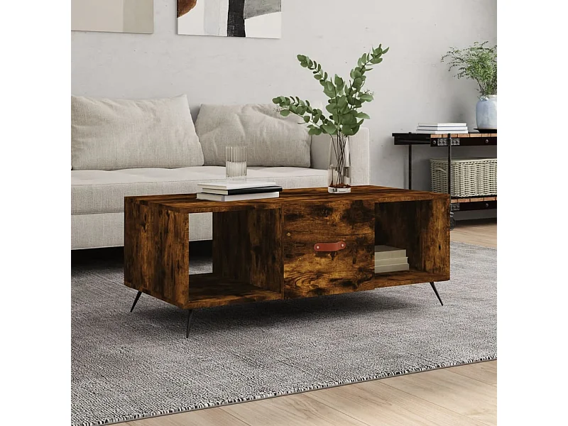 Table basse chêne fumé 102x50x40 cm bois d'ingénierie