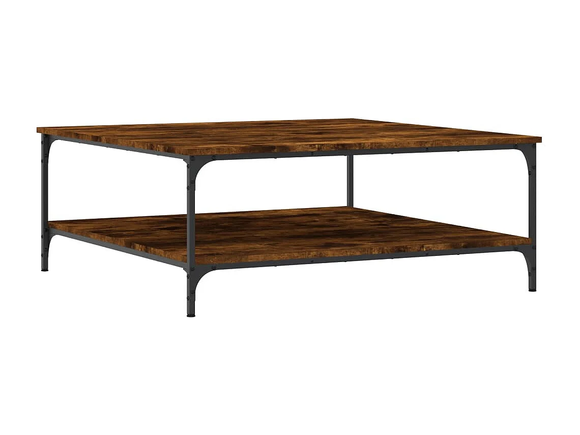 Table basse chêne fumé 100x100x40 cm bois d'ingénierie