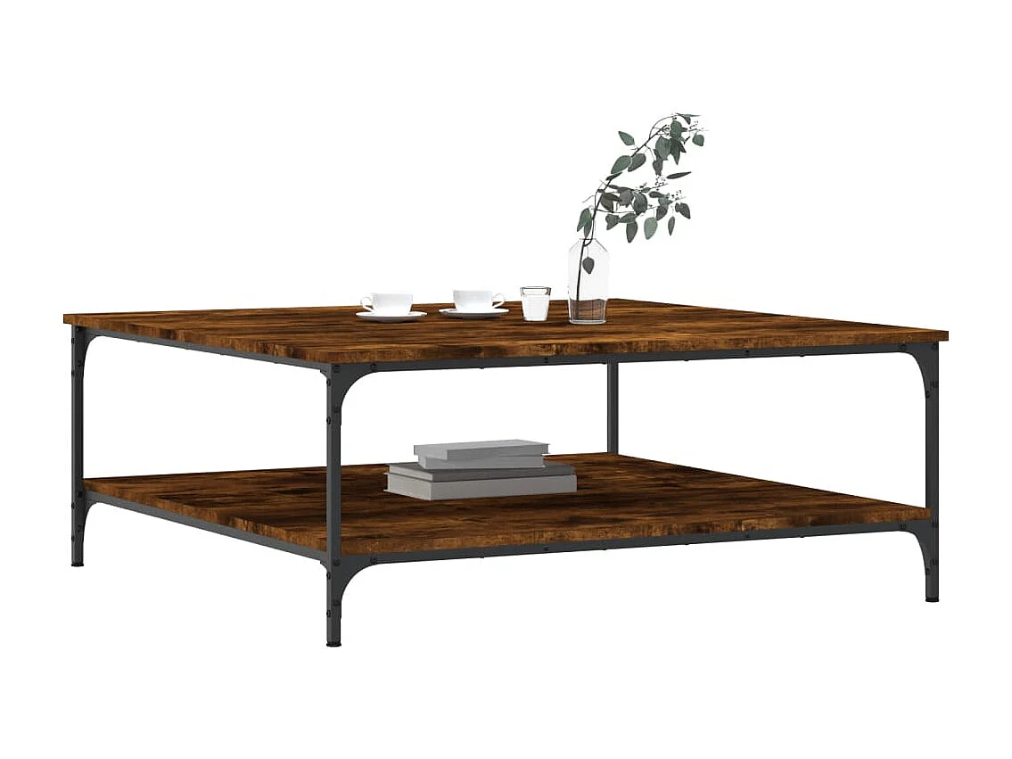 Table basse chêne fumé 100x100x40 cm bois d'ingénierie