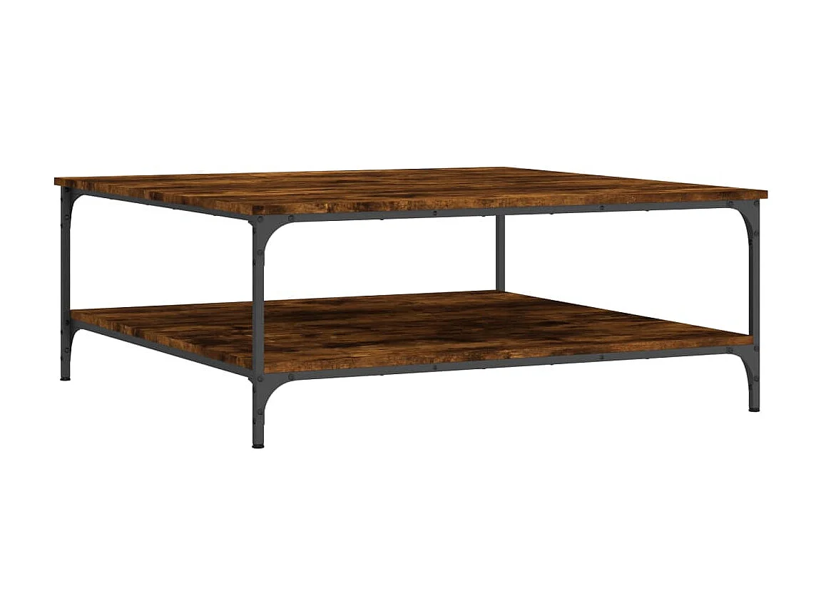 Table basse chêne fumé 100x100x40 cm bois d'ingénierie