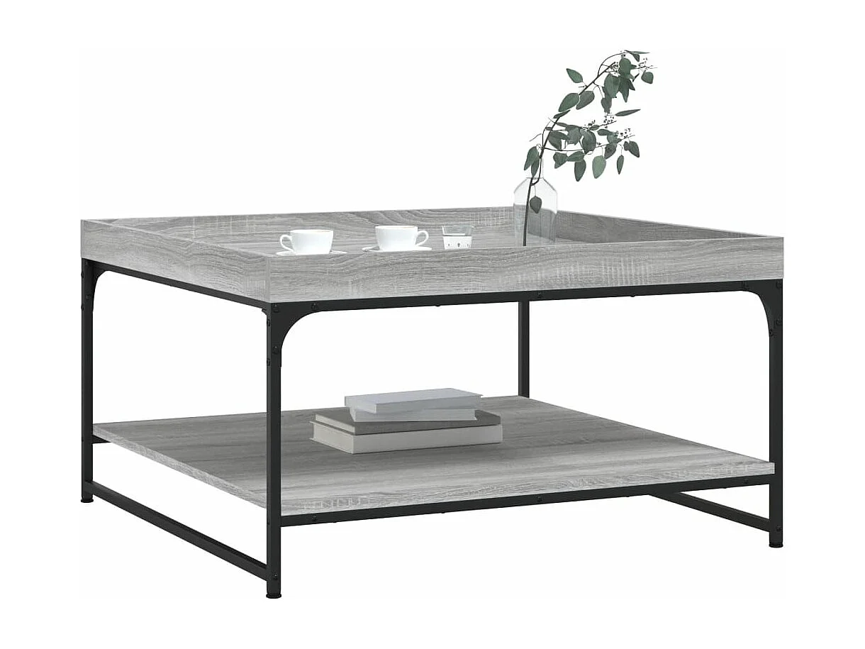 Table basse sonoma gris 80x80x45 cm bois d'ingénierie et fer