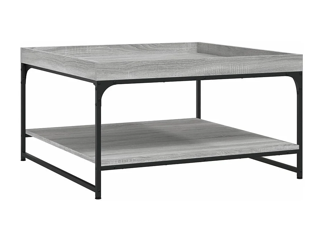 Table basse sonoma gris 80x80x45 cm bois d'ingénierie et fer