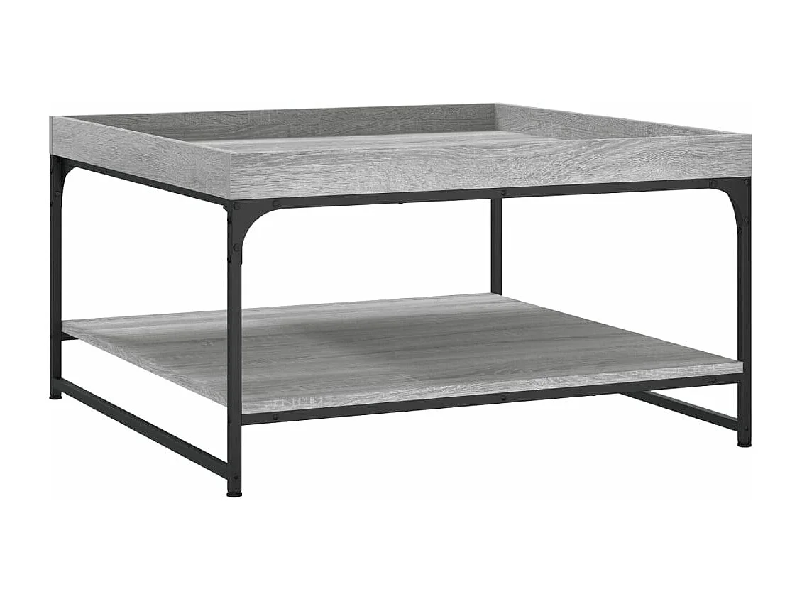 Table basse sonoma gris 80x80x45 cm bois d'ingénierie et fer