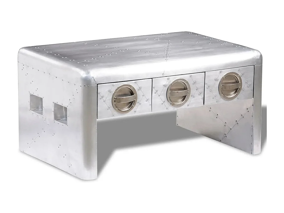 Mesa de centro aviador c/ 3 gavetas piloto de aeronave vintage