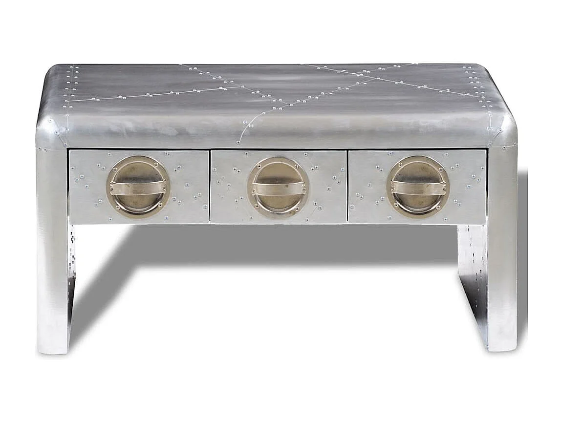 Mesa de centro aviador c/ 3 gavetas piloto de aeronave vintage