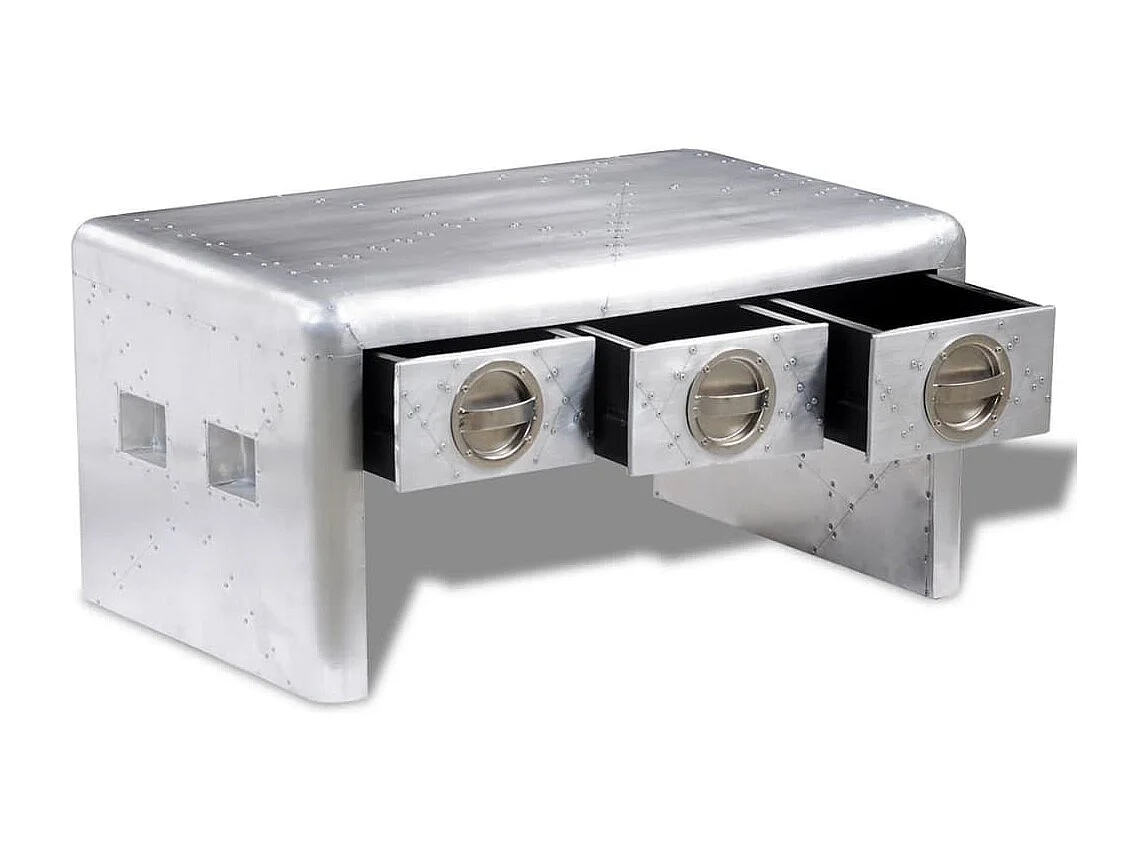 Mesa de centro aviador c/ 3 gavetas piloto de aeronave vintage