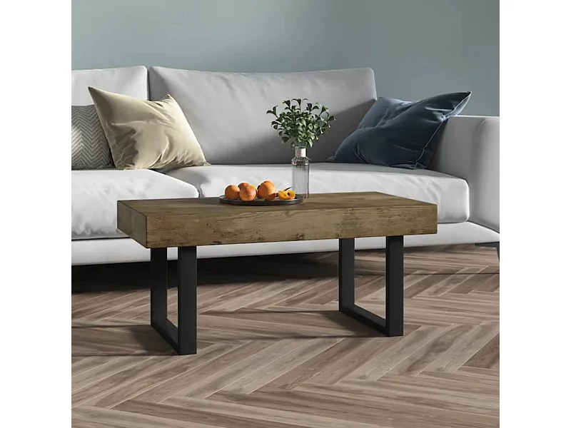 Mesa de centro 90x45x40 cm MDF e ferro castanho-escuro e preto