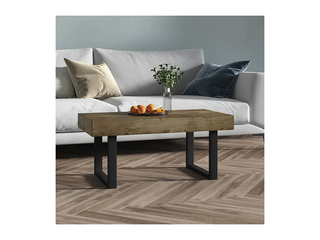Table basse Marron foncé et noir 90x45x40 cm MDF et fer