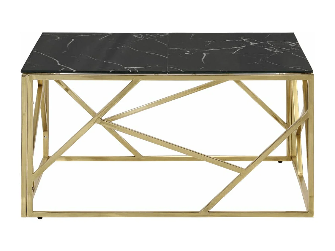 Table basse doré acier inoxydable et verre trempé