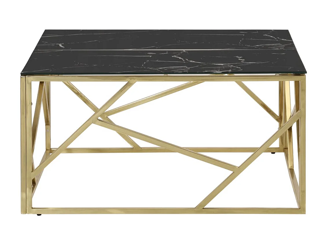 Table basse doré acier inoxydable et verre trempé