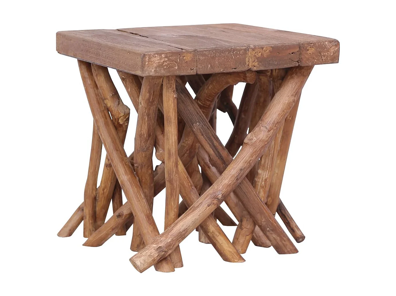 Mesa de centro feita de troncos 40x40x40 cm madeira maciça