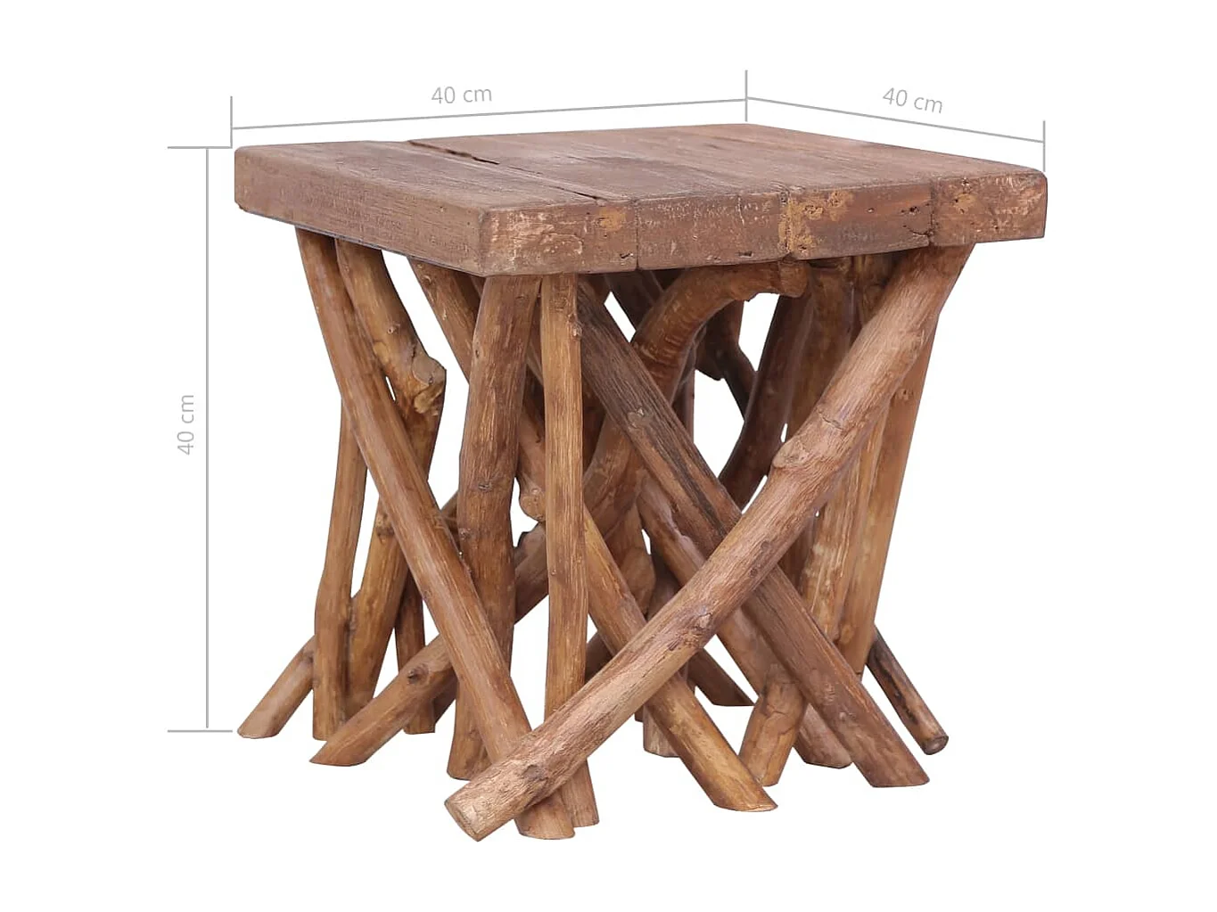 Mesa de centro feita de troncos 40x40x40 cm madeira maciça