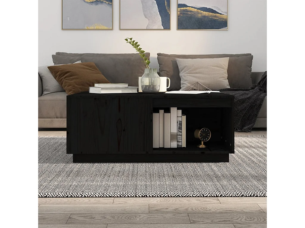 Table basse Noir 100x101x40,5 cm Bois massif de pin