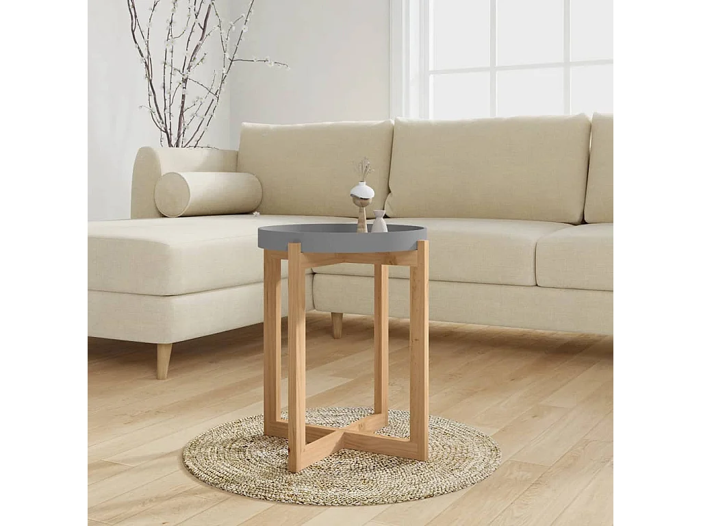Table basse Gris 41x41x48,5 cm Bois d'ingénierie et pin massif