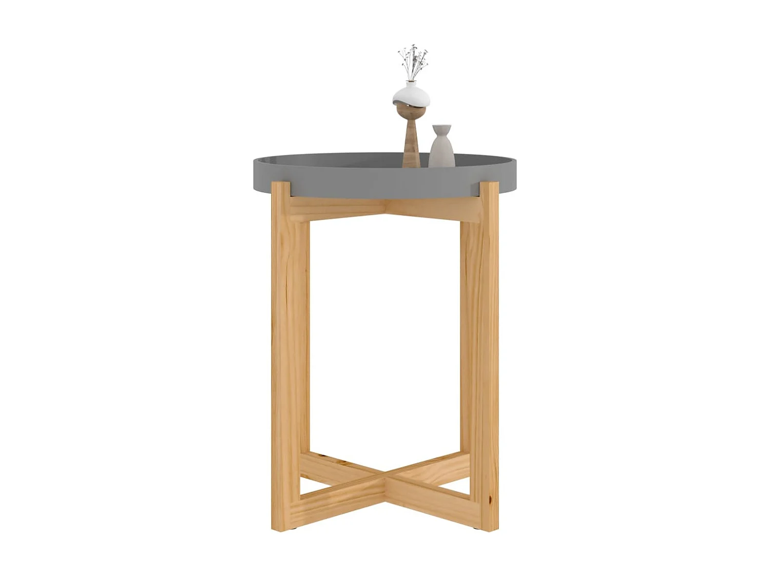 Table basse Gris 41x41x48,5 cm Bois d'ingénierie et pin massif