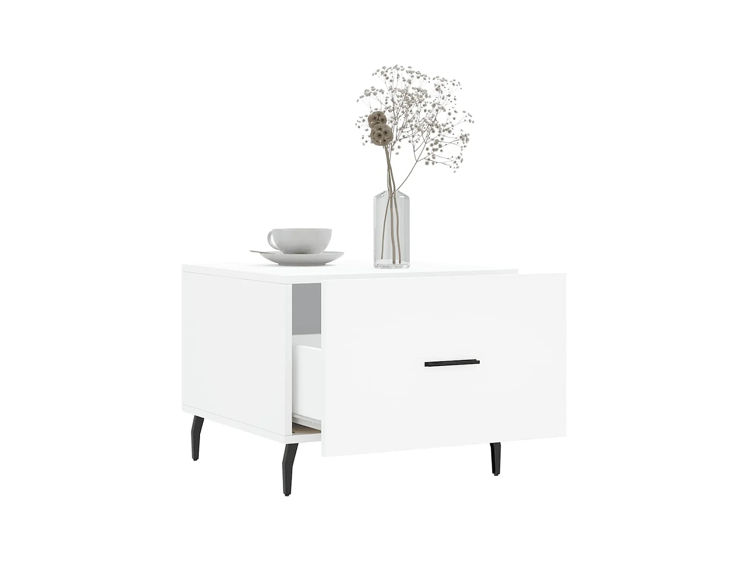 Table basse blanc 50x50x40 cm bois d'ingénierie