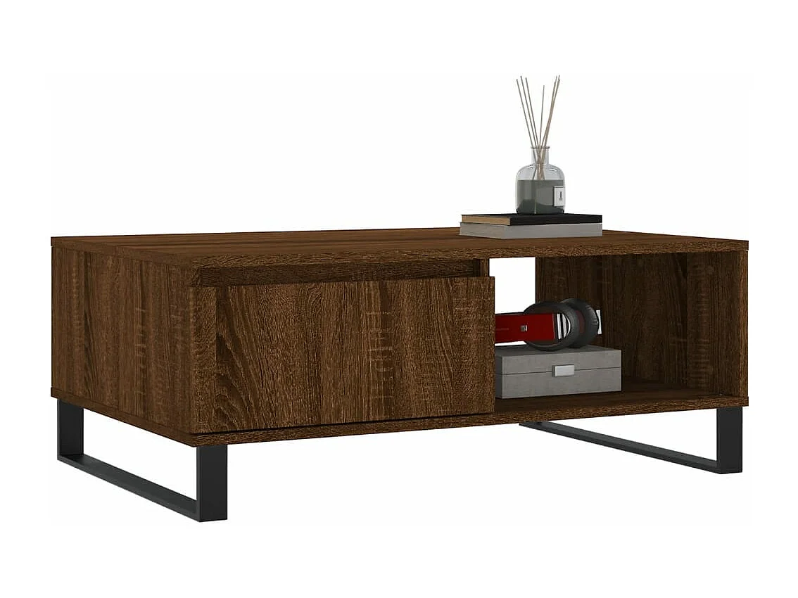 Table basse chêne marron 90x60x35 cm bois d'ingénierie