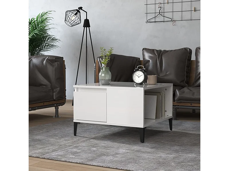 Mesa de centro 55x55x36,5 cm derivados madeira branco brilhante