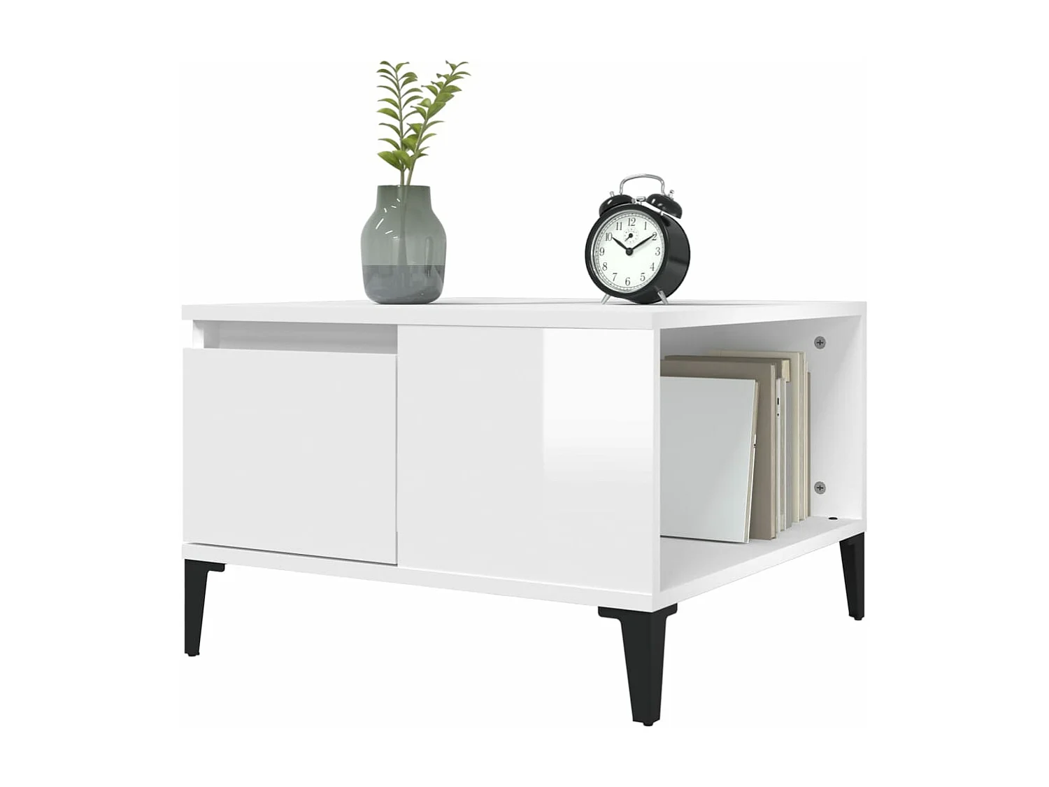 Table basse blanc brillant 55x55x36,5 cm bois d'ingénierie