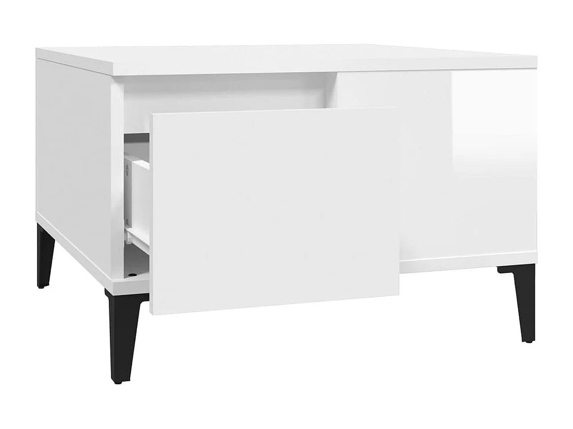 Table basse blanc brillant 55x55x36,5 cm bois d'ingénierie
