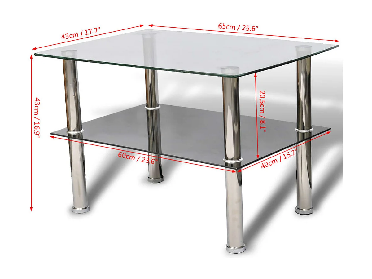 Table basse avec 2 étagères Verre