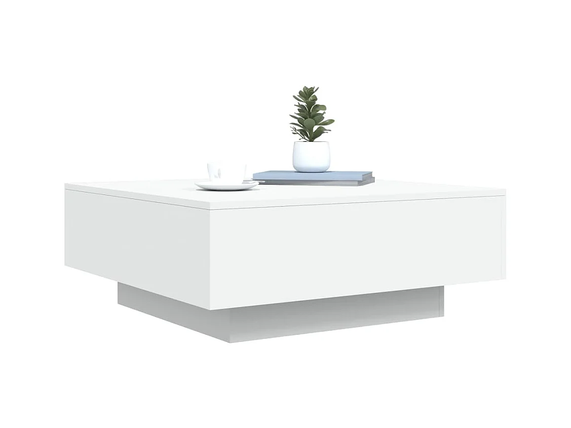 Table basse avec lumières LED blanc 80x80x31 cm