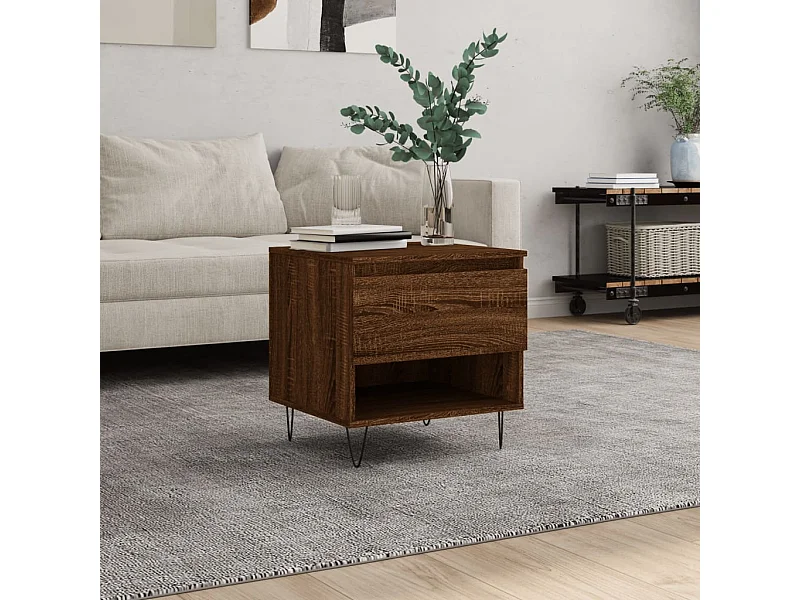 Table basse chêne marron 50x46x50 cm bois d'ingénierie