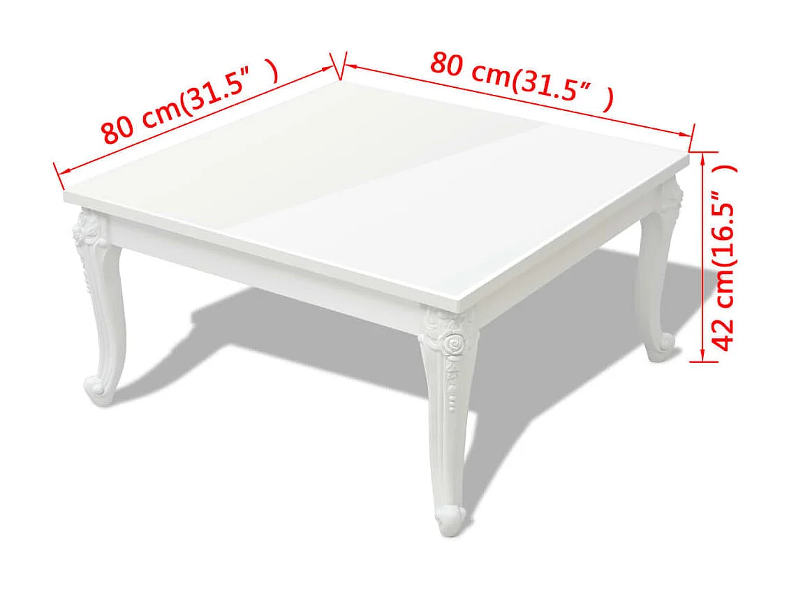 Table basse 80 x 80 x 42 cm Laquée Blanc