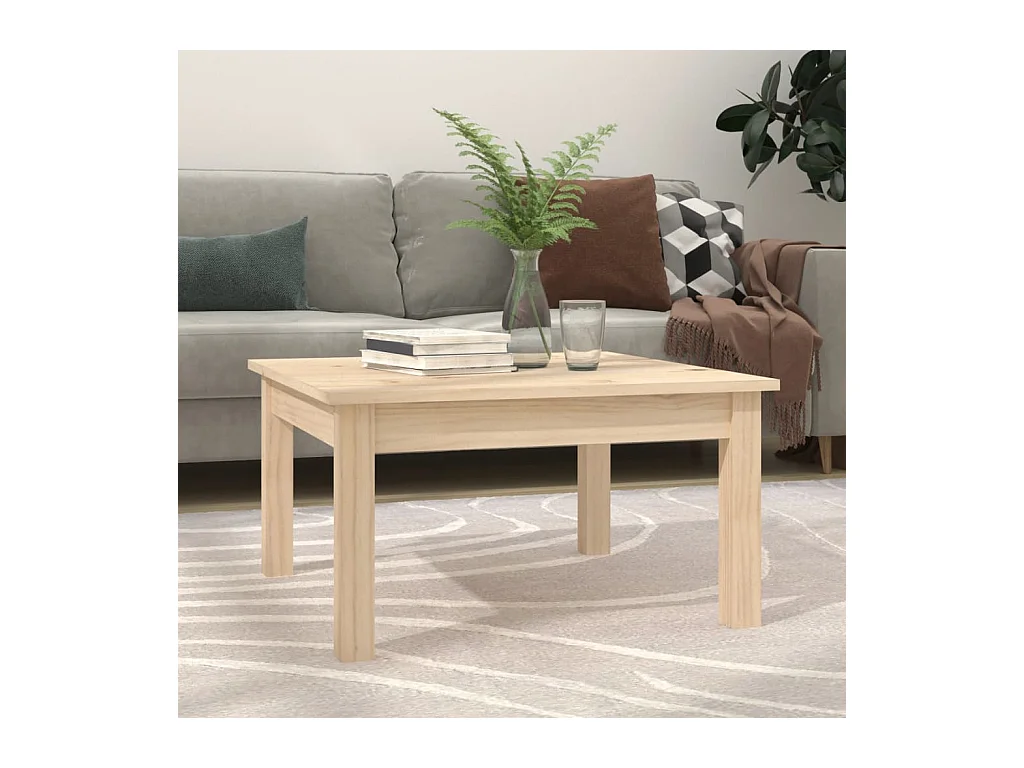Mesa de centro de madera maciza de pino 55x55x30 cm