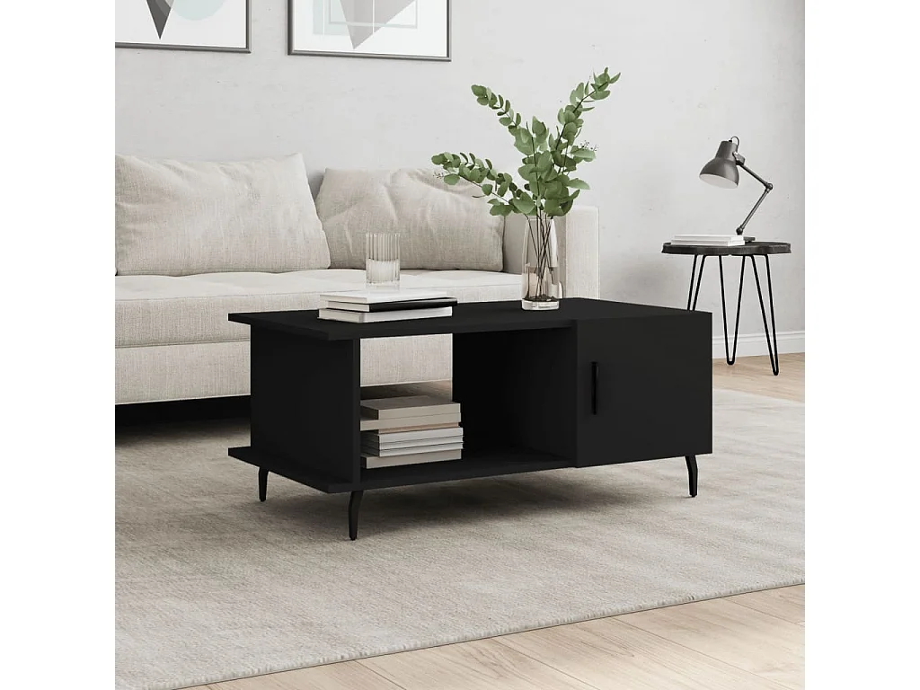 Table basse noir 90x50x40 cm bois d'ingénierie