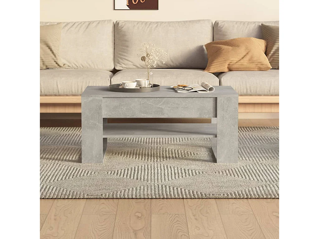 Table basse Gris béton 102x55x45 cm Bois d'ingénierie