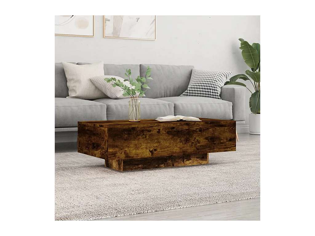Table basse chêne fumé 100x49,5x31 cm bois d'ingénierie