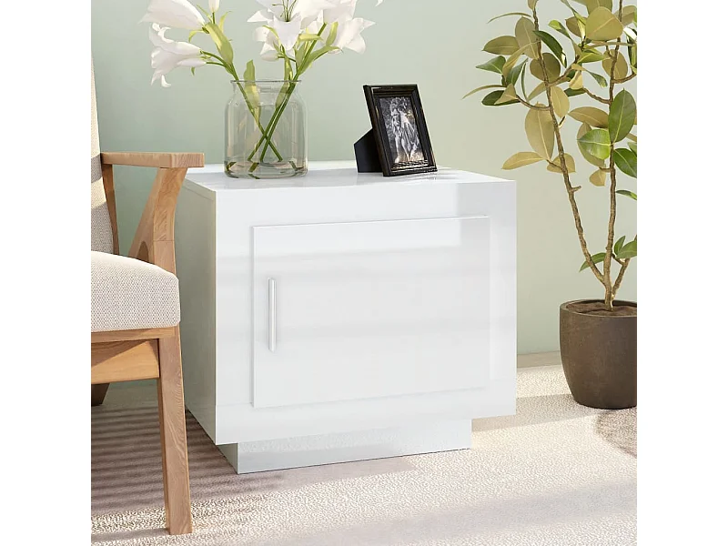Table basse Blanc brillant 51x50x45 cm Bois d'ingénierie