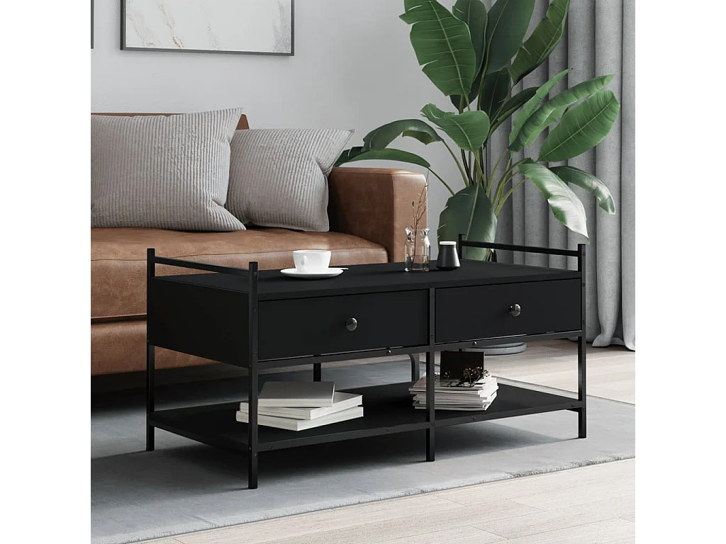 Table basse noir 99x50x50 cm bois d'ingénierie