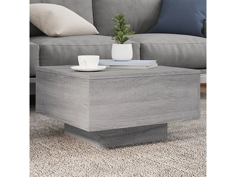 Mesa de centro com luzes LED 55x55x31 cm cinzento sonoma