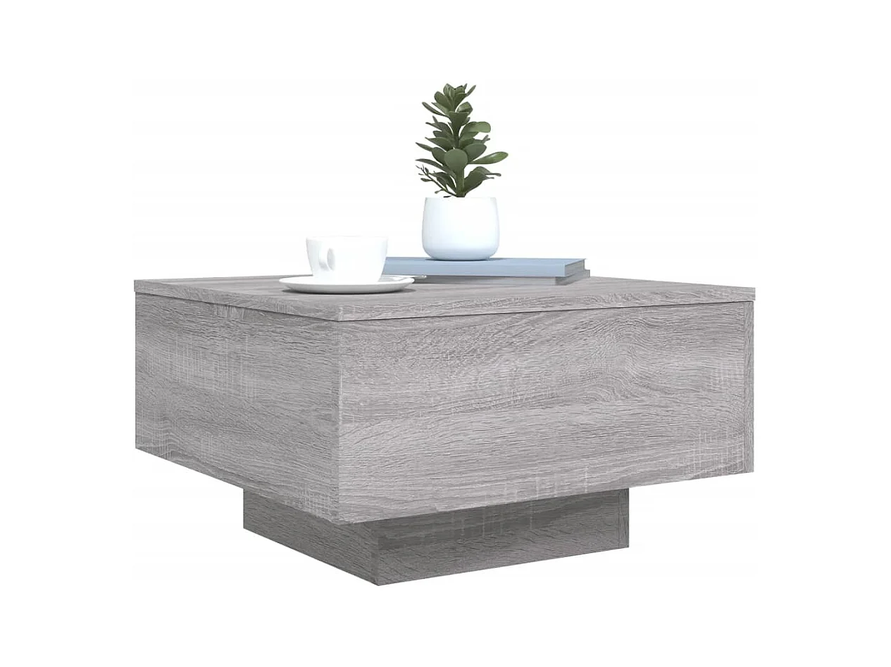 Table basse avec lumières LED sonoma gris 55x55x31 cm