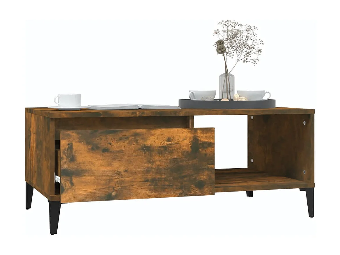 Table basse Chêne fumé 90x50x36,5 cm Bois d'ingénierie