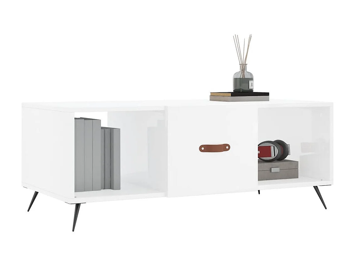 Table basse Blanc brillant 102x50x40 cm Bois d'ingénierie