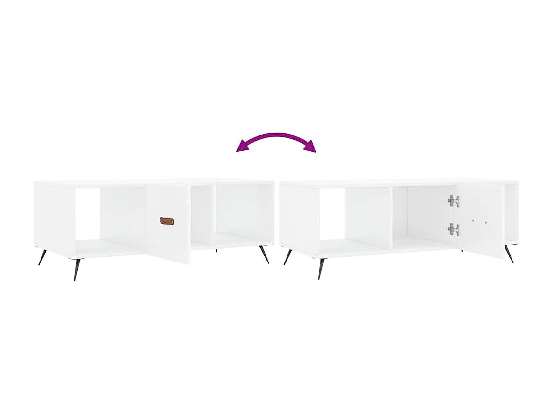 Mesa de centro 102x50x40 cm madeira processada branco brilhante