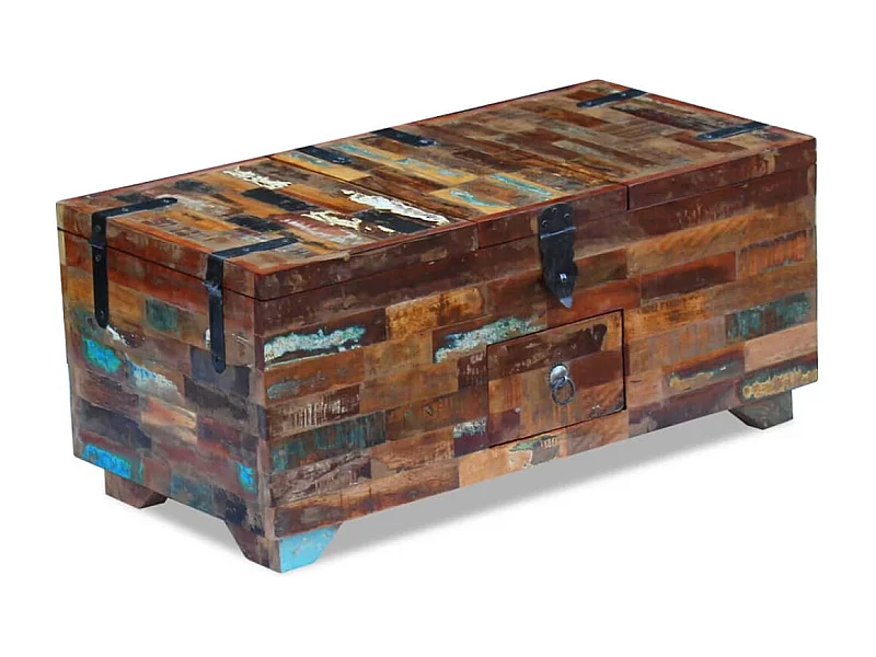 Mesa de centro baú/caixa 80x40x35cm madeira reciclada maciça