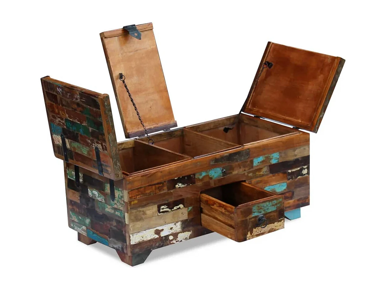 Coffre table basse Bois de récupération massif 80 x 40 x 35 cm