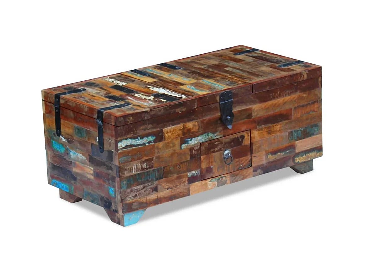 Coffre table basse Bois de récupération massif 80 x 40 x 35 cm