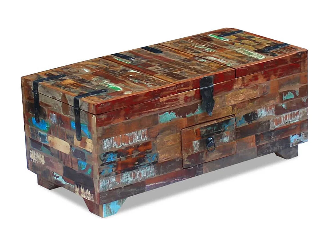 Coffre table basse Bois de récupération massif 80 x 40 x 35 cm